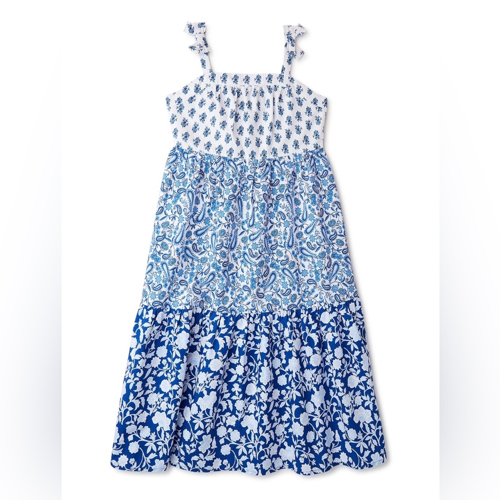 Floral Blue and White Maxi Dress size 7-8
